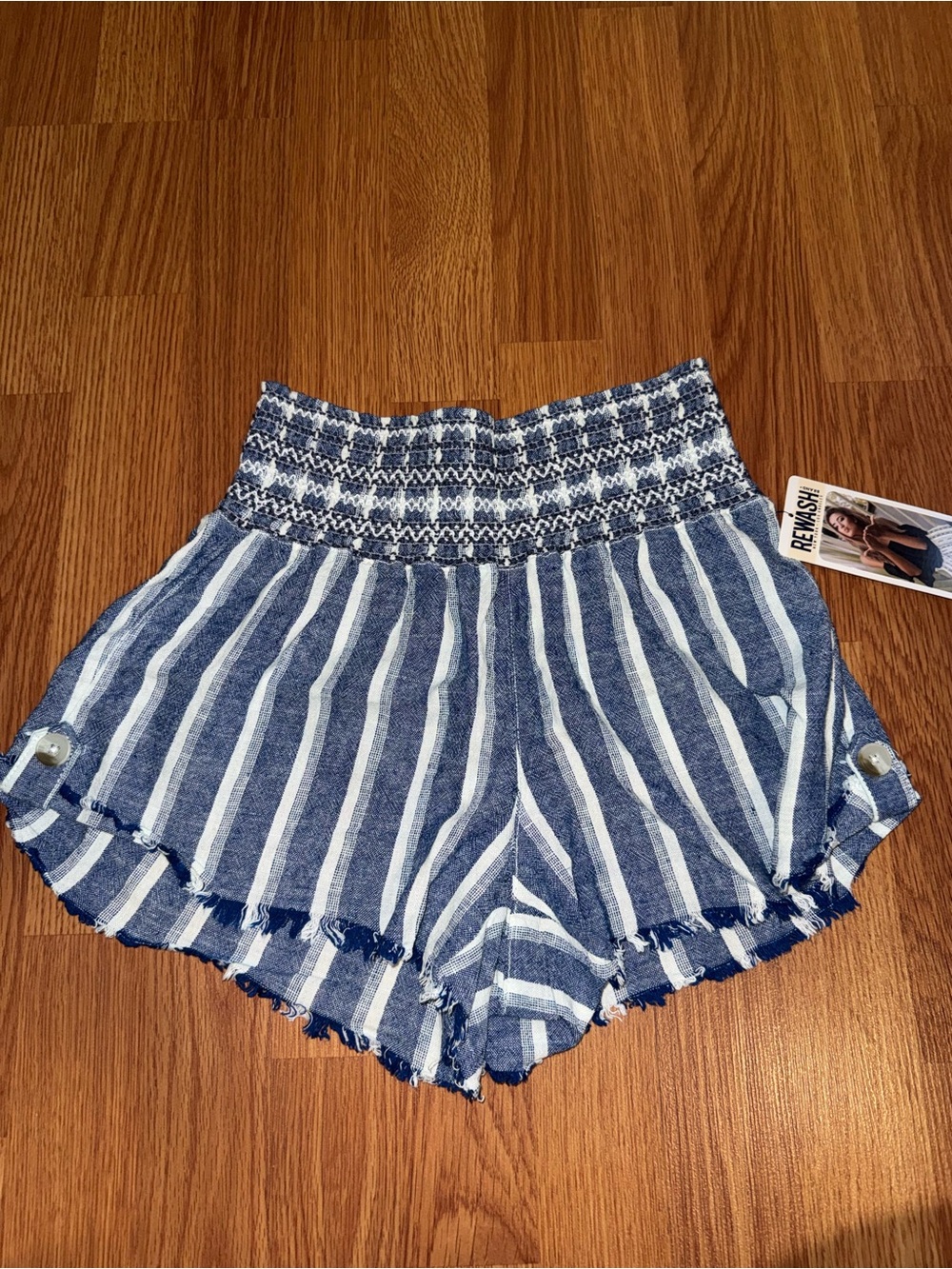 Blue & White Striped Shorts